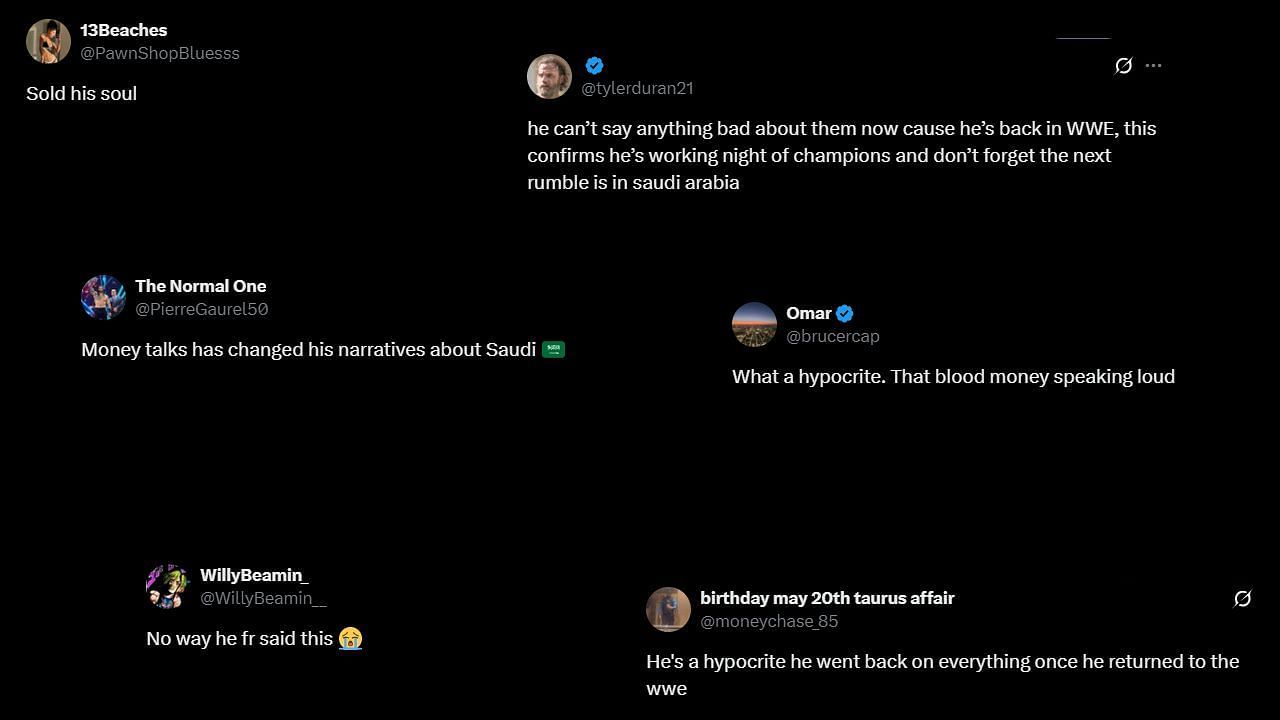 Fans weren't happy with his comments (Credit: Fan reactions on X)
